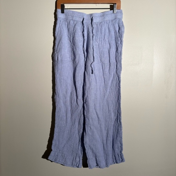 Sigrid Olsen Linen Periwinkle Cropped Pants - Picture 2 of 7